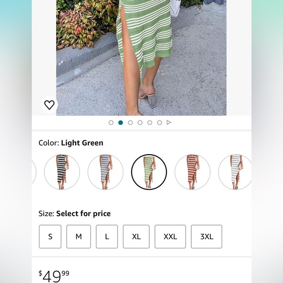 PRETTYGARDEN Womens Knit Side Slit Striped Long Tank Dress green - Picture 4 of 6